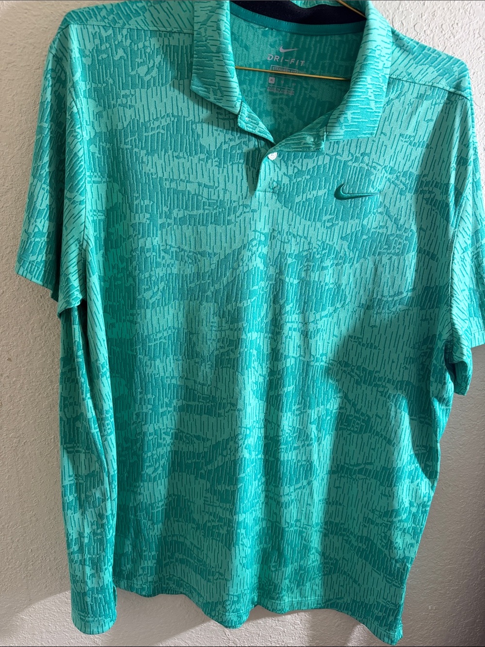 Nike Men’s Teal Patterned Dri-FIT Polo